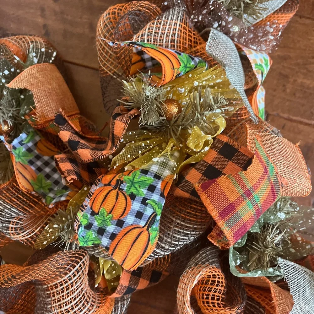Fall Thanksgiving Autumn 9’ Fireplace Door GARLAND Pumpkin MATCH WREATH AVAIL